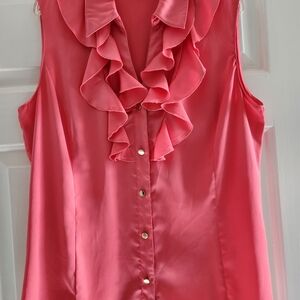 Alex Marie CORAL Pink Ruffled Button-Down Blouse